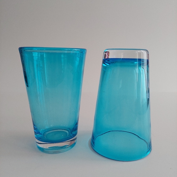Aqua Blue 16oz Pint Glasses Set of 2 Turquoise Beer Glasses - Picture 2 of 6